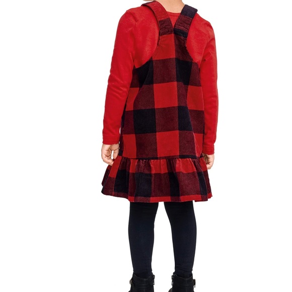 Toddler Girls Buffalo Plaid Skirtall Overall dress corduroy 18-24months - Picture 2 of 7